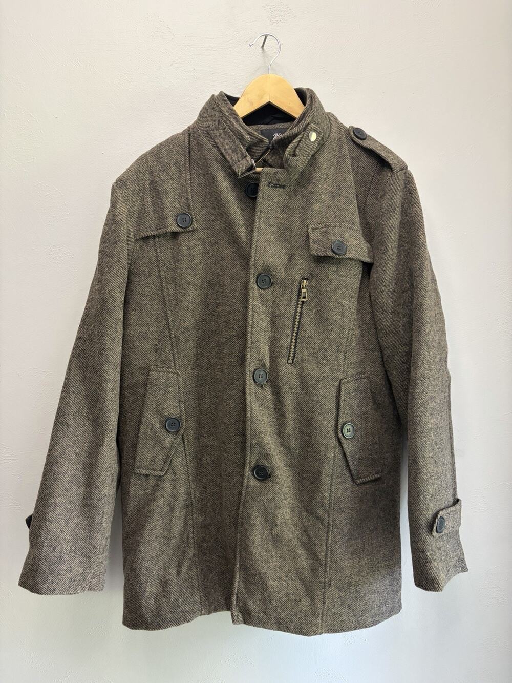 Wantdo Utilitarian Wool Blend Coat Men Sz L Dark Academia Heritage (0082)